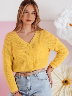 Swetry Damskie>Dstreet Sweter damskie one size oversize prążkowany SWEETDREAM żółty MY2462