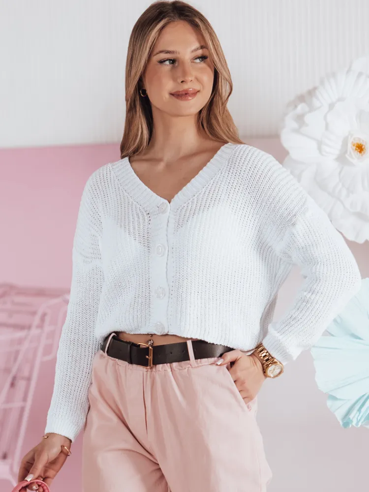 Swetry Damskie>Dstreet Sweter damskie one size oversize prążkowany SWEETDREAM biały MY2459