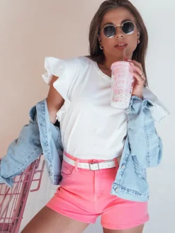 Spodenki Damskie>Dstreet Szorty jeansowe damskie GLAMWEAR różowe SY0340