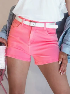 Spodenki Damskie>Dstreet Szorty jeansowe damskie GLAMWEAR różowe SY0340