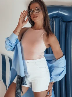 Spodenki Damskie>Dstreet Szorty jeansowe damskie GLAMWEAR białe SY0341