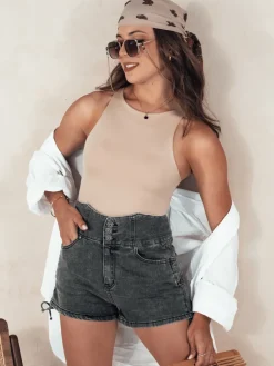 Spodenki Damskie>Dstreet Szorty jeansowe damskie JEANLOVE czarne SY0377