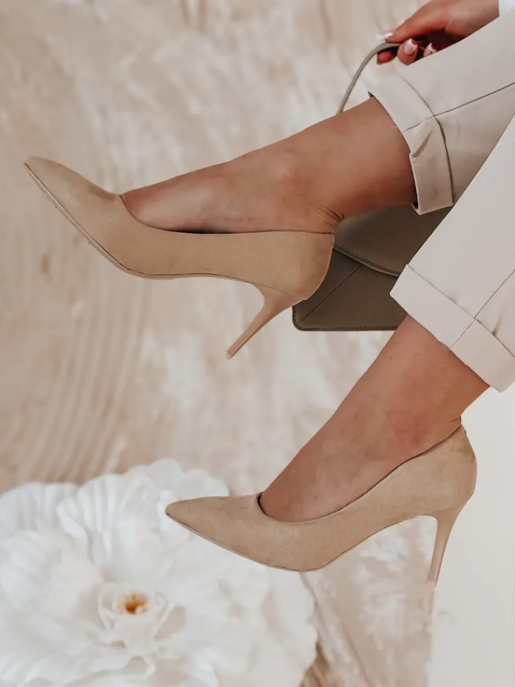 Szpilki>Dstreet Szpilki damskie na obcasie LAVENZA beżowe ZY0718