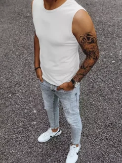 Koszulki Męskie>Dstreet Tank top męski bez nadruku biały RX3491