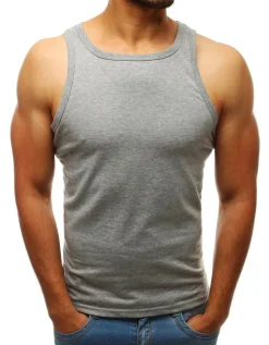 Koszulki Męskie>Dstreet Tank top męski bez nadruku szary RX3587