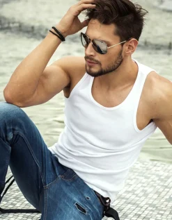 Koszulki Męskie>Dstreet Tank top męski bez nadruku biały RX3497