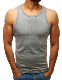 Koszulki Męskie>Dstreet Tank top męski bez nadruku szary RX3586