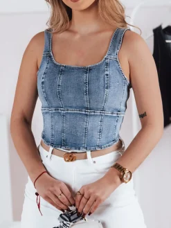 T-Shirty Damskie>Dstreet Top damski jeansowy VESTTOP RY2727