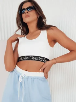 T-Shirty Damskie>Dstreet Top damski SUNSEL biały RY2416