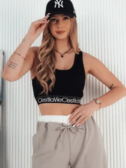 T-Shirty Damskie>Dstreet Top damski SUNSEL czarny RY2415