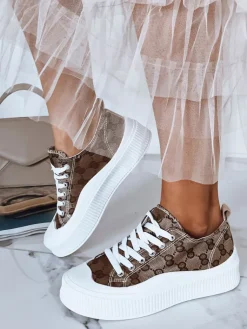 Trampki>Dstreet Trampki damskie MERTIE brązowe ZY0463