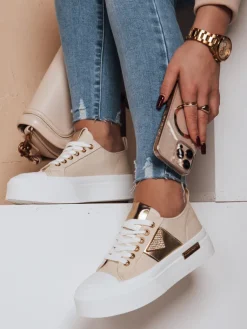 Trampki>Dstreet Trampki damskie na platformie TRENDIS beżowe ZY0704