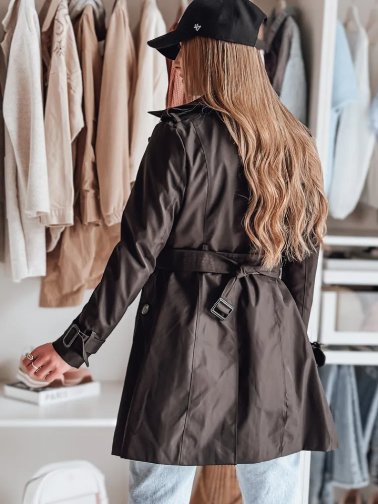 Płaszcze Damskie>Dstreet Trencz damski dwurzędowy z paskiem BELISION czarny NY0749