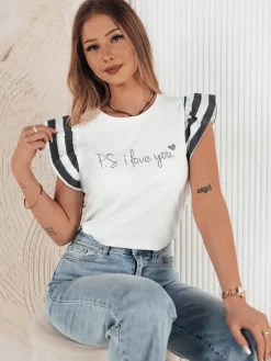 T-Shirty Damskie>Dstreet T-shirt damski AMOURI biały RY2414