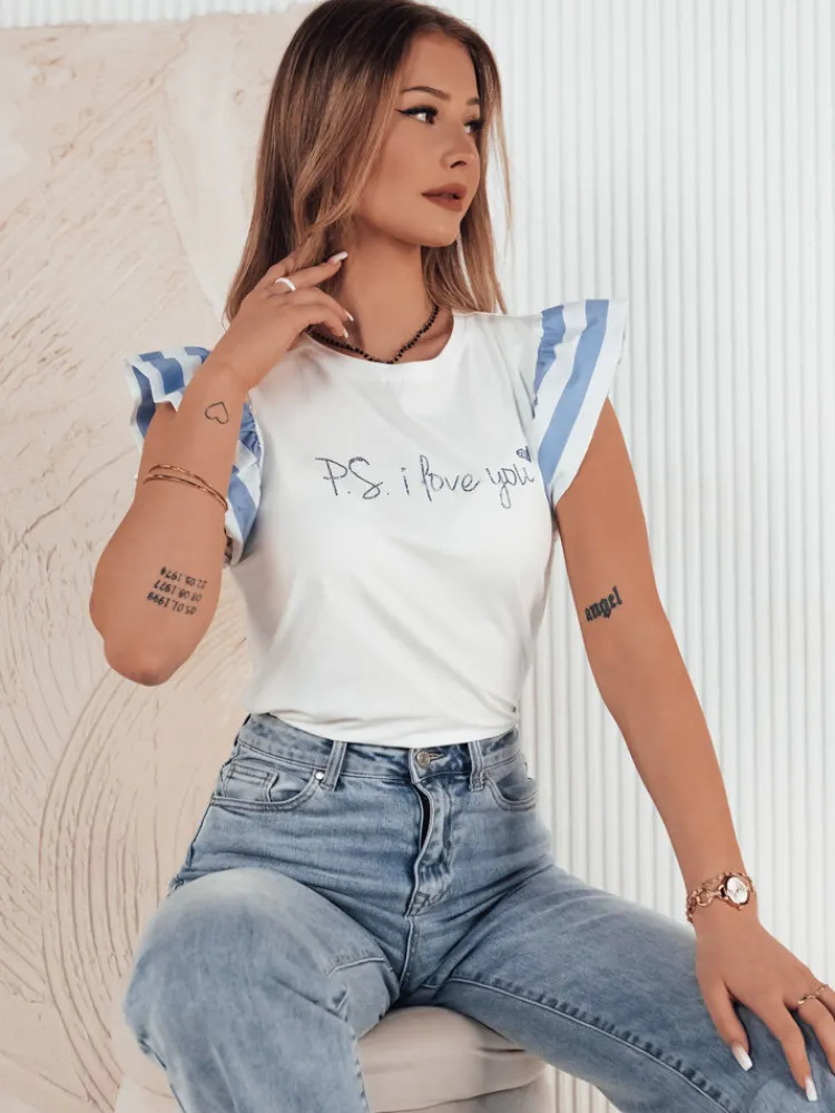 T-Shirty Damskie>Dstreet T-shirt damski AMOURI niebieski RY2413