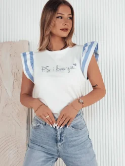 T-Shirty Damskie>Dstreet T-shirt damski AMOURI niebieski RY2413