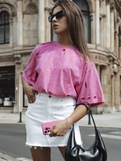 T-Shirty Damskie>Dstreet T-shirt damski AYUBAS różowy RY2646