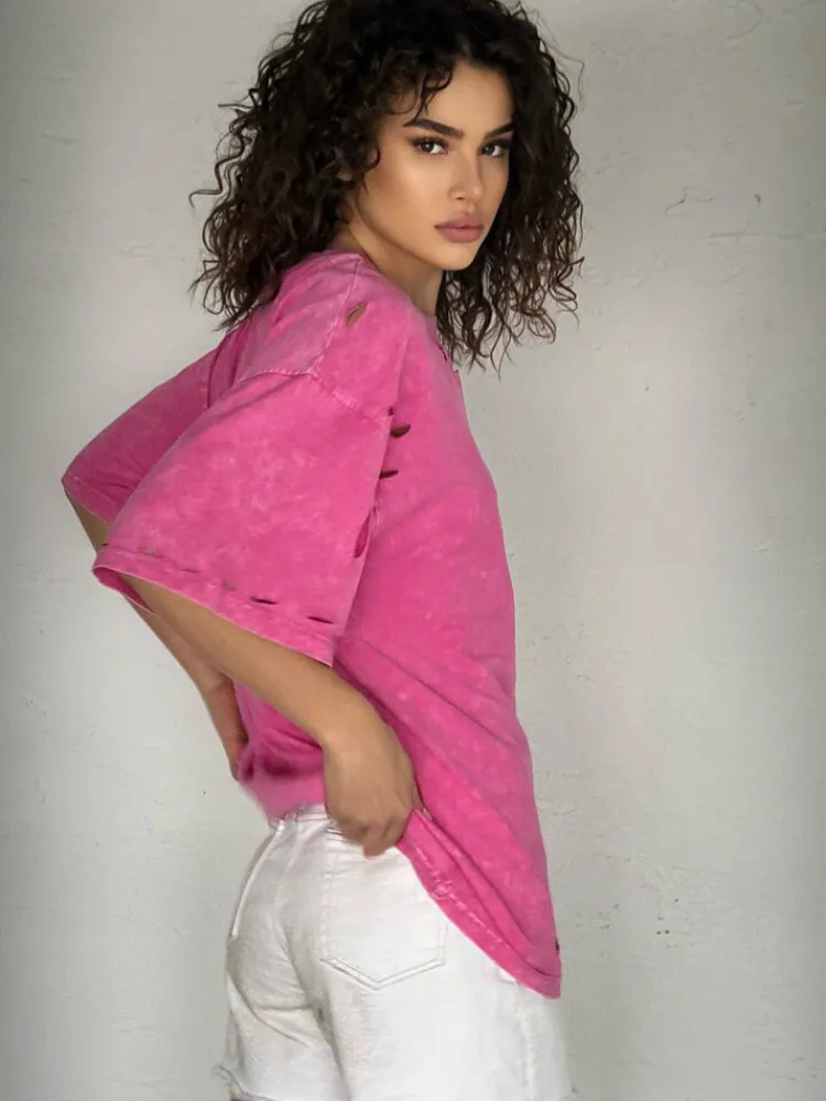 T-Shirty Damskie>Dstreet T-shirt damski AYUBAS różowy RY2638