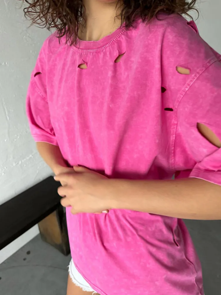 T-Shirty Damskie>Dstreet T-shirt damski AYUBAS różowy RY2638