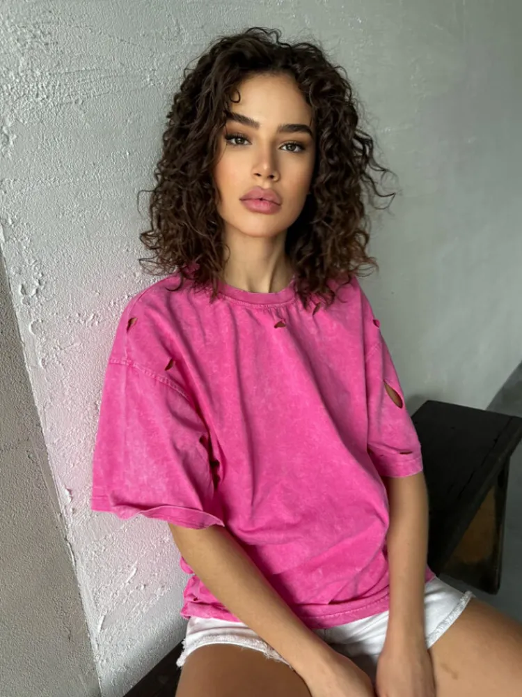 T-Shirty Damskie>Dstreet T-shirt damski AYUBAS różowy RY2638