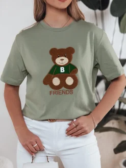 T-Shirty Damskie>Dstreet T-shirt damski BAREN ciemnozielony RY2539