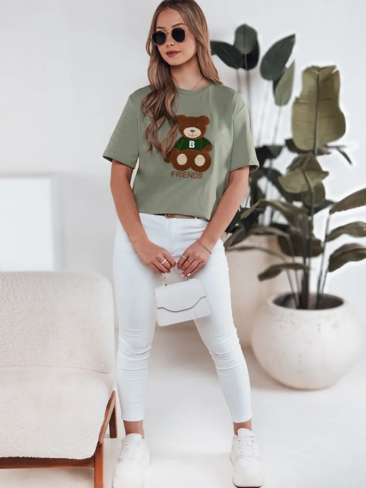 T-Shirty Damskie>Dstreet T-shirt damski BAREN ciemnozielony RY2539