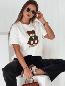 T-Shirty Damskie>Dstreet T-shirt damski BAREN ecru RY2565