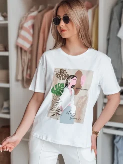 T-Shirty Damskie>Dstreet T-shirt damski BRAVIS biały RY2616