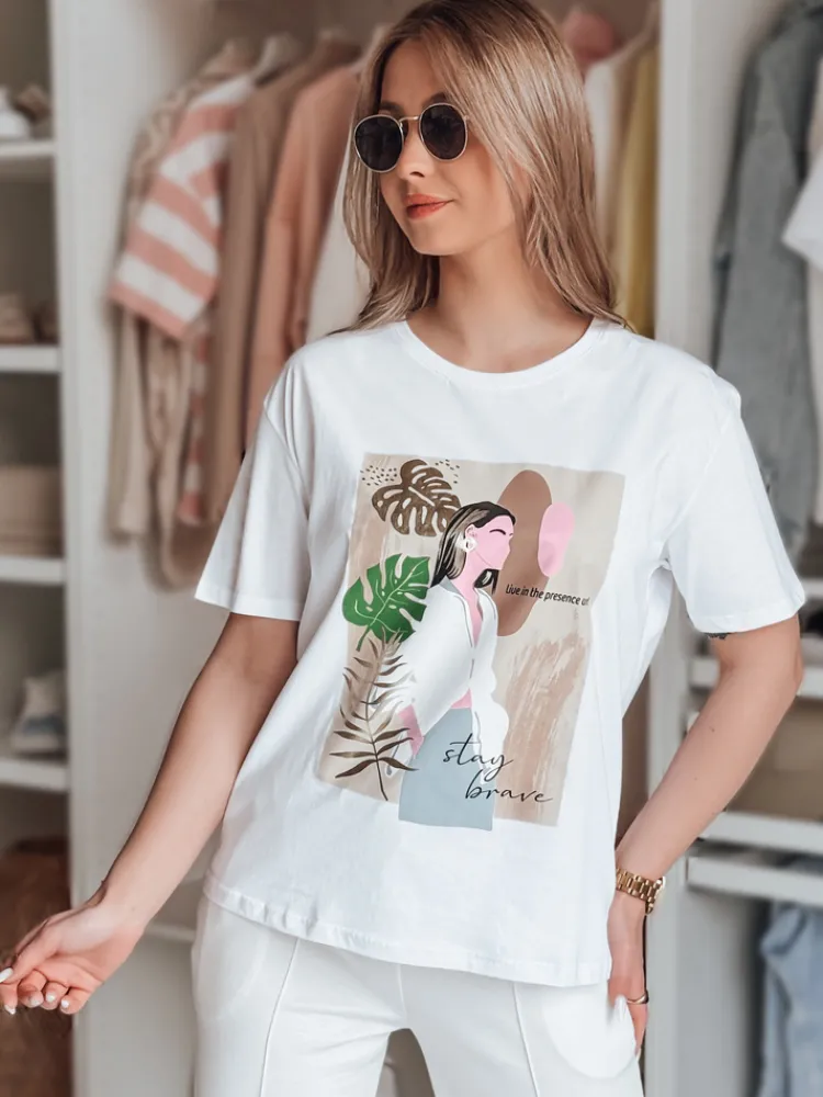 T-Shirty Damskie>Dstreet T-shirt damski BRAVIS biały RY2616