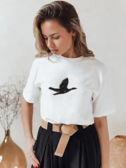 T-Shirty Damskie>Dstreet T-shirt damski BRILD ecru RY2529