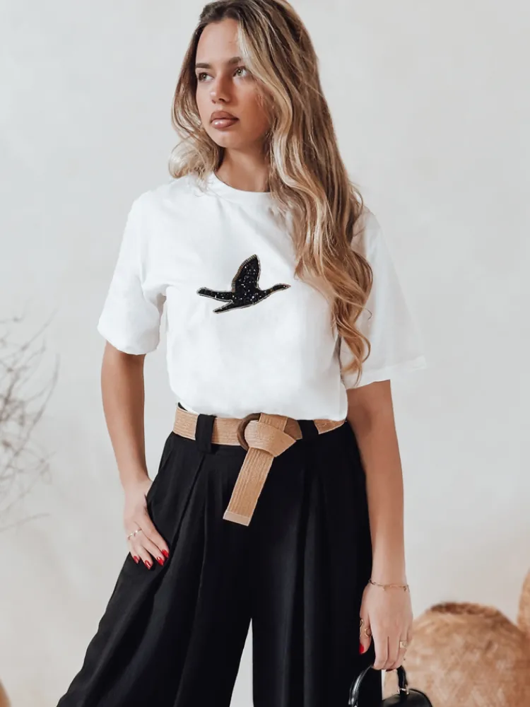 T-Shirty Damskie>Dstreet T-shirt damski BRILD ecru RY2529