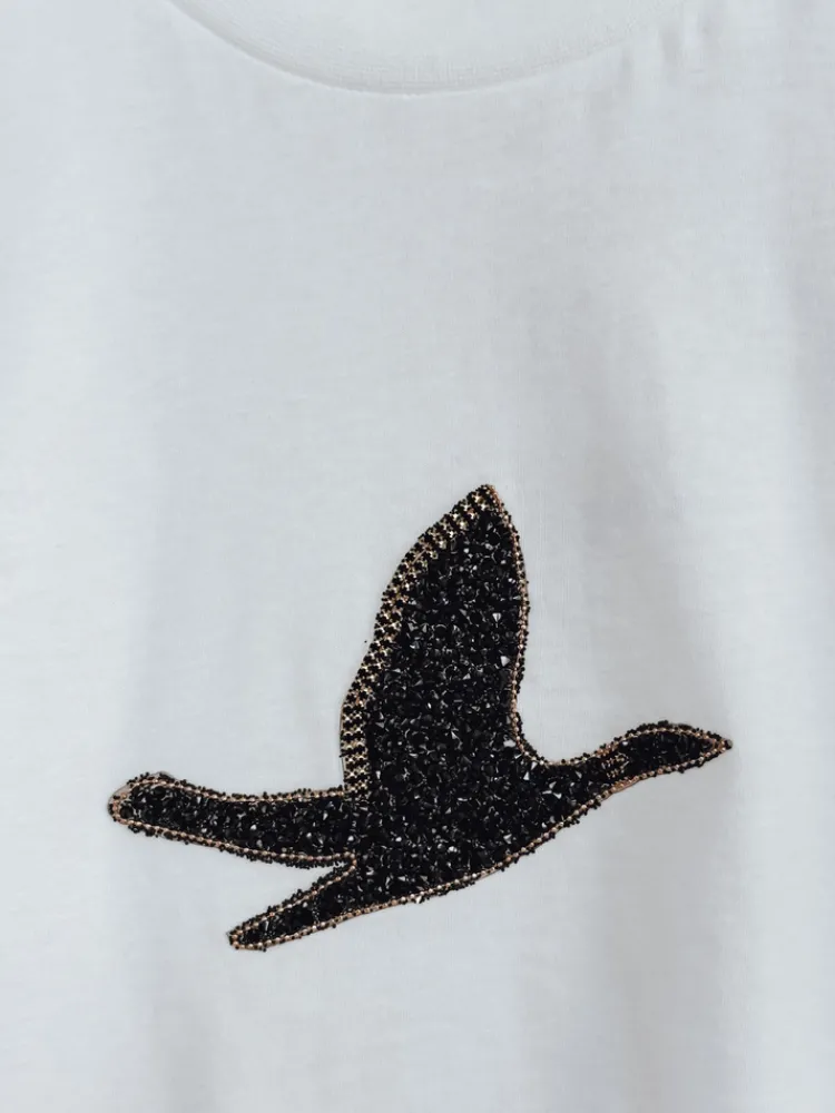 T-Shirty Damskie>Dstreet T-shirt damski BRILD ecru RY2529