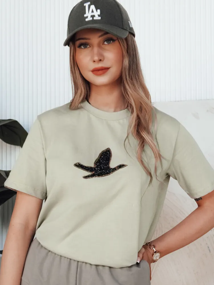 T-Shirty Damskie>Dstreet T-shirt damski BRILD pistacjowy RY2528