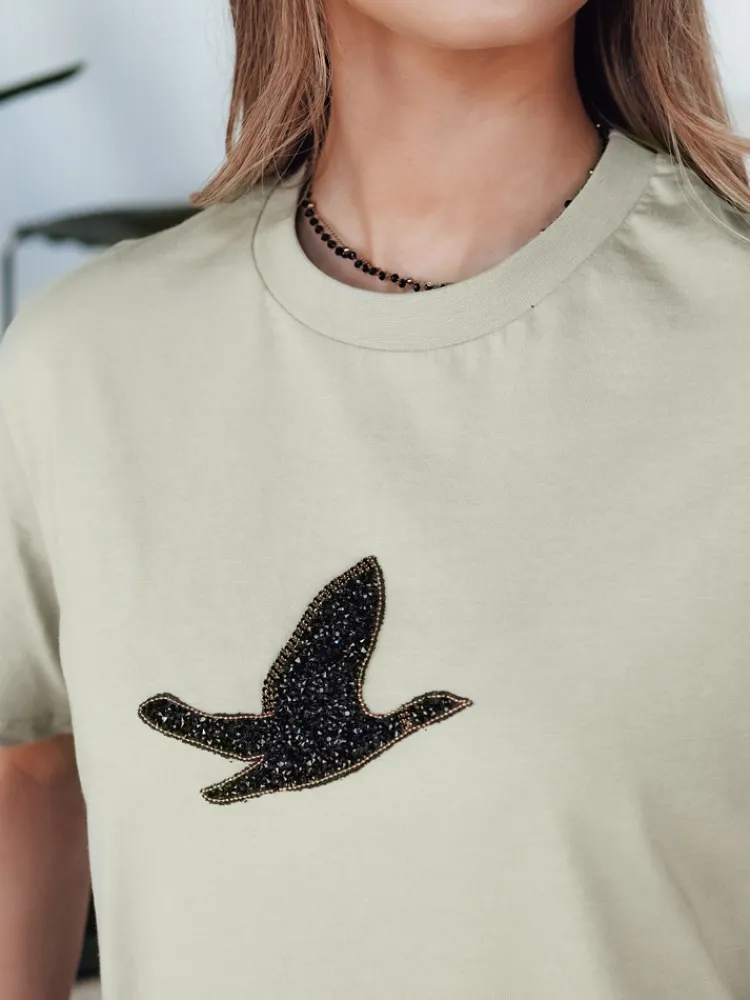 T-Shirty Damskie>Dstreet T-shirt damski BRILD pistacjowy RY2528