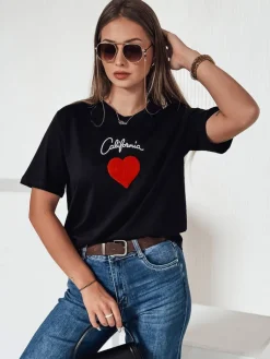 T-Shirty Damskie>Dstreet T-shirt damski CALOV czarny RY2567