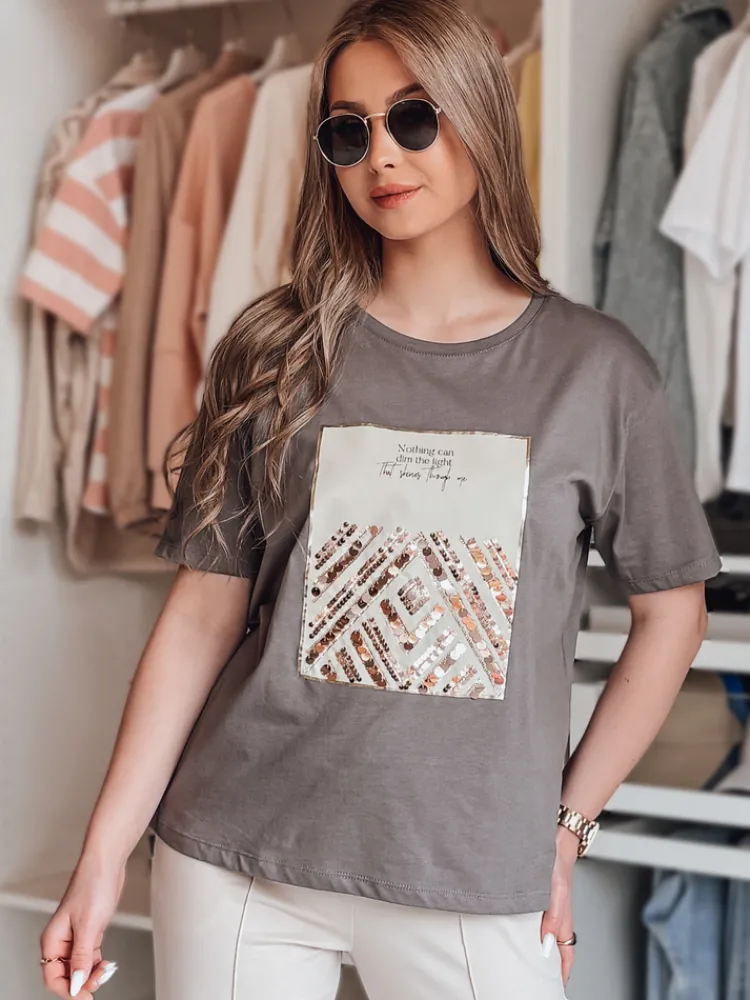 T-Shirty Damskie>Dstreet T-shirt damski CENTIA grafitowy RY2612