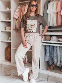 T-Shirty Damskie>Dstreet T-shirt damski CENTIA grafitowy RY2612