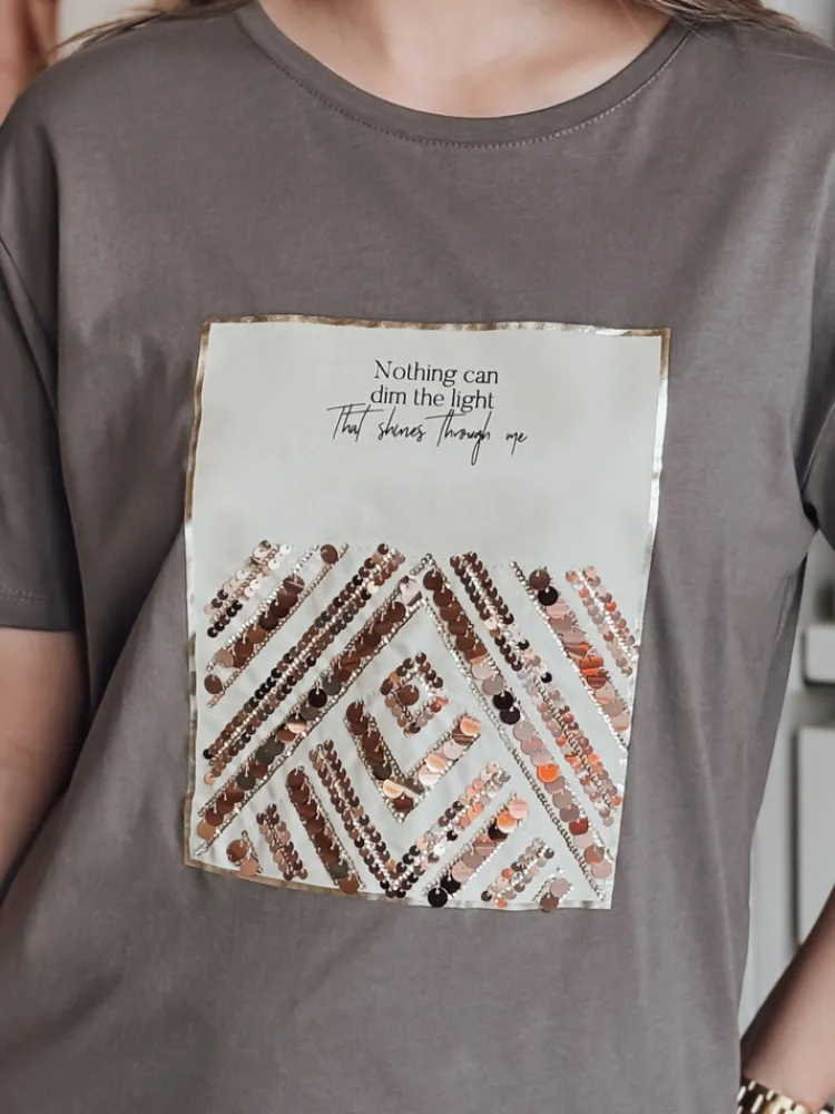 T-Shirty Damskie>Dstreet T-shirt damski CENTIA grafitowy RY2612