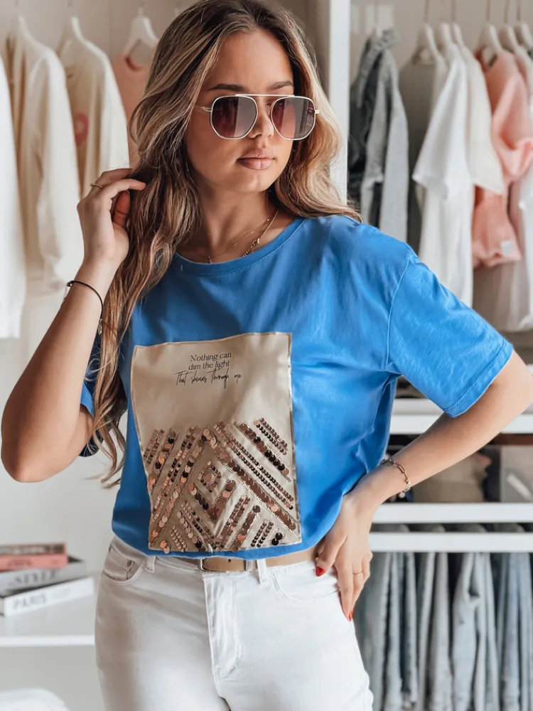T-Shirty Damskie>Dstreet T-shirt damski CENTIA niebieski RY2613