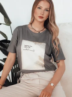 T-Shirty Damskie>Dstreet T-shirt damski CHANTE grafitowy RY2585