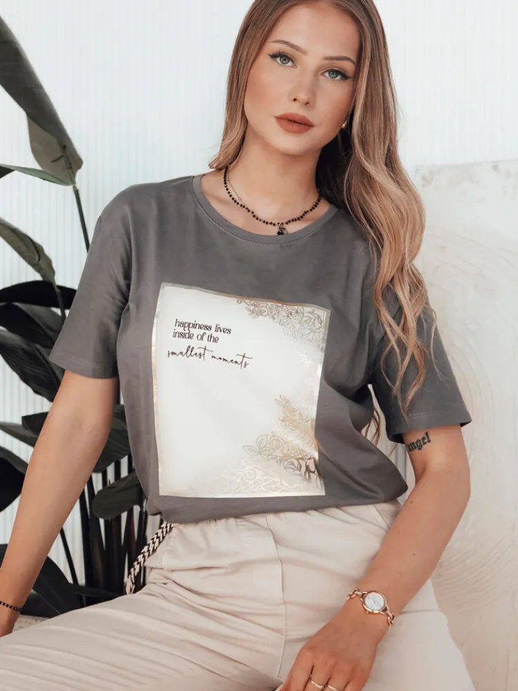 T-Shirty Damskie>Dstreet T-shirt damski CHANTE grafitowy RY2585