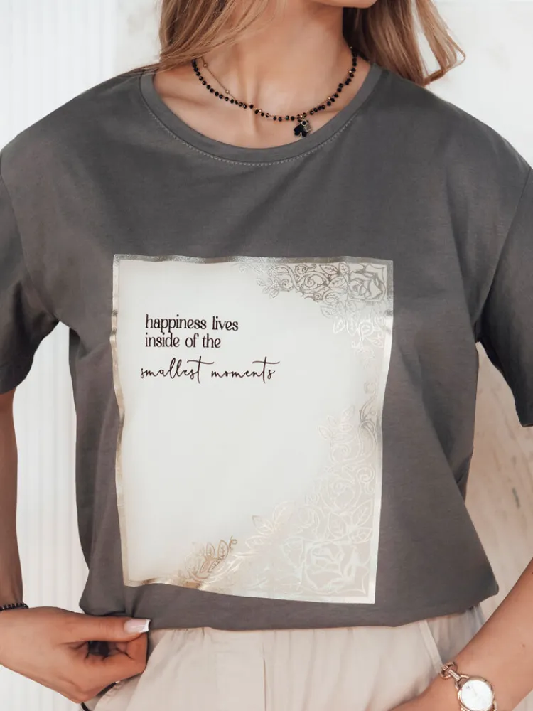 T-Shirty Damskie>Dstreet T-shirt damski CHANTE grafitowy RY2585