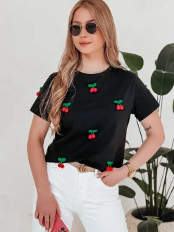 T-Shirty Damskie>Dstreet T-shirt damski CHERETTE czarny RY2847