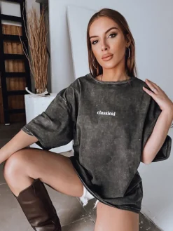 T-Shirty Damskie>Dstreet T-shirt damski CLASSICAL grafitowy RY2632