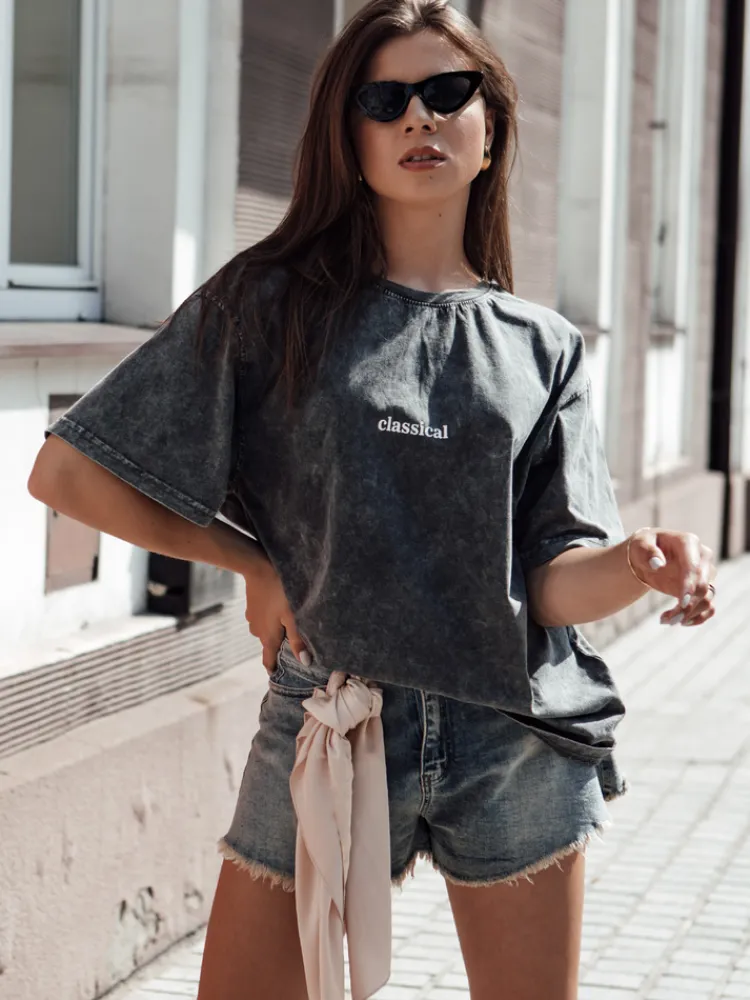 T-Shirty Damskie>Dstreet T-shirt damski CLASSICAL grafitowy RY2651