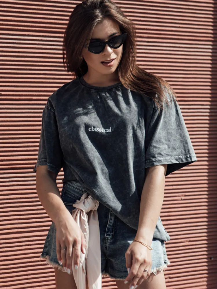 T-Shirty Damskie>Dstreet T-shirt damski CLASSICAL grafitowy RY2651