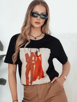 T-Shirty Damskie>Dstreet T-shirt damski COMDI czarny RY2583