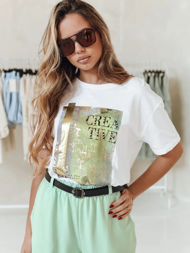 T-Shirty Damskie>Dstreet T-shirt damski CREATIVE biały RY2609