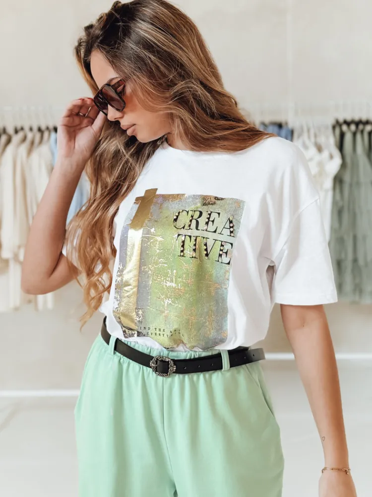 T-Shirty Damskie>Dstreet T-shirt damski CREATIVE biały RY2609