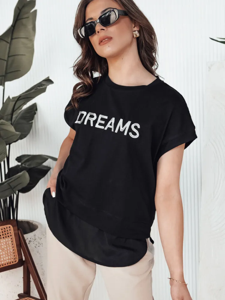T-Shirty Damskie>Dstreet T-shirt damski DREAMY czarny RY2523
